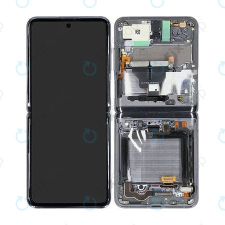 Samsung Galaxy Z Flip 5G F707B - LCD zaslon + zaslon osjetljiv na dodir + okvir (Mystic Gray) - GH82-23351A Originalni servisni paket