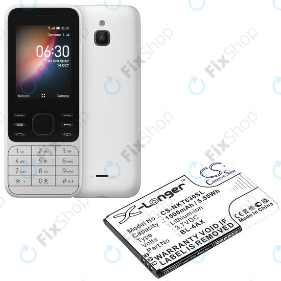 Baterija za Nokia 6300 4G, Nokia 8000 4G, 1500mAh, Li-Ion, 3.7V, BL-4AX, HQ