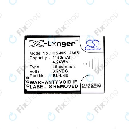 Baterija za Nokia 2660 Flip 4G, 1150mAh, Li-Ion, 3.7V, BL-L4E, HQ