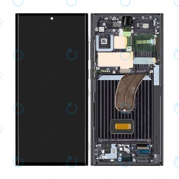 Samsung Galaxy S23 Ultra S918B - LCD zaslon + zaslon osjetljiv na dodir + okvir (Phantom Black) - GH82-30466A, GH82-30465A Originalni servisni paket