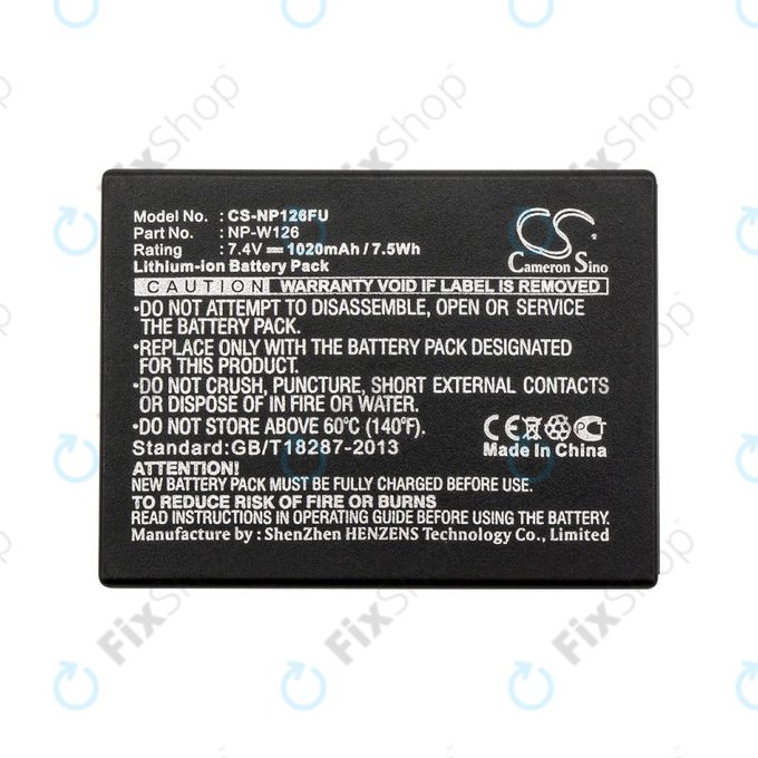 Baterija za Fujifilm FinePix, 1020mAh, Li-Ion, 7.4V, NP-W126, NP-W126S, HQ