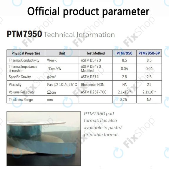 Termalna podloška Honeywell PTM7950, 80 × 40 × 0.25mm