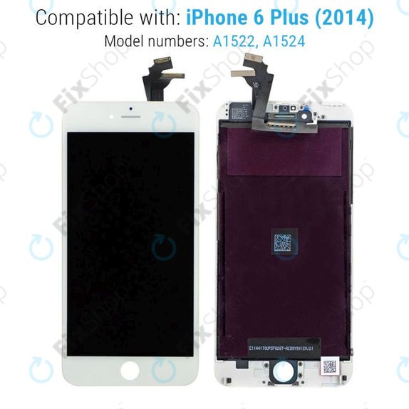 Zaslon za iPhone 6 Plus, White, Dodirni ekran s okvirom