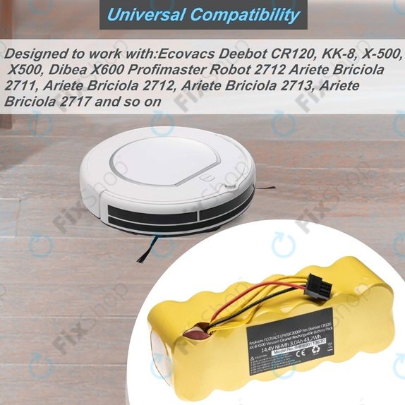 Ecovacs Deebot CR120, KK-8, X500 - Baterija LP43SC2000P Ni-MH 14.4V 3000mAh