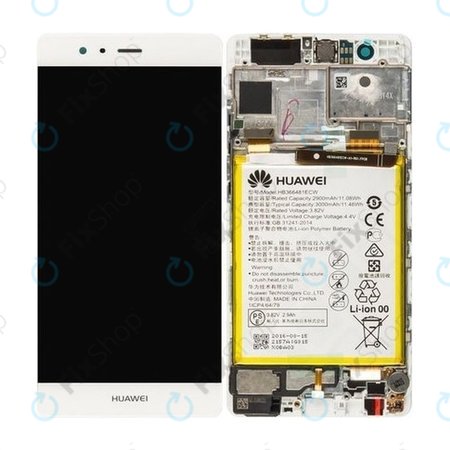 Huawei P9 - LCD zaslon + zaslon osjetljiv na dodir + okvir + baterija (bijela) - 02350RRY, 02350RKF Originalni servisni paket