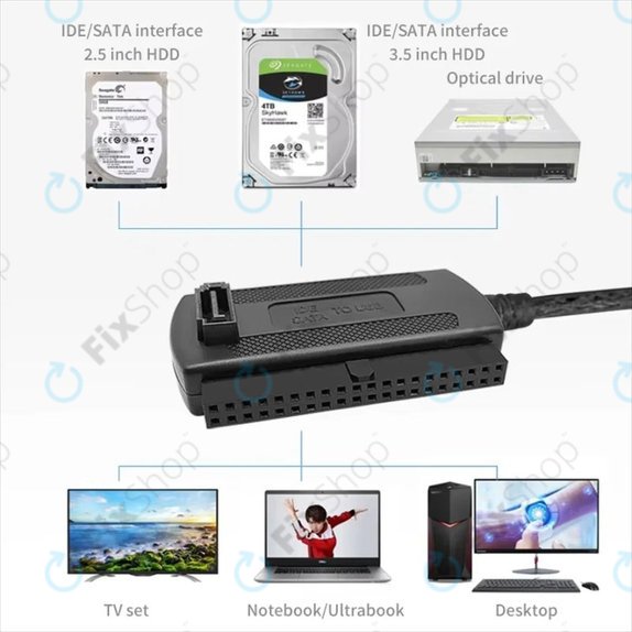 USB 2.0 na IDE / SATA adapter za 2,5" i 3,5" HDD/SSD, s EU napajanjem
