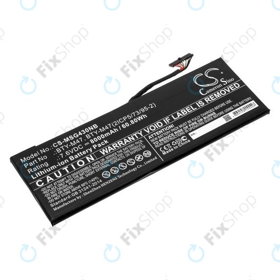 Baterija za MSI GS40, GS43, MS14, 8000mAh, Li-Ion, 7.6V, BTY-M47, HQ