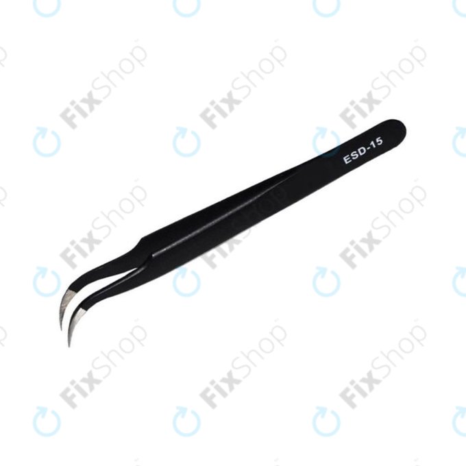 Vetus ESD-15 - Antistatička metalna pinceta sa zakrivljenim vrhom (120 mm)