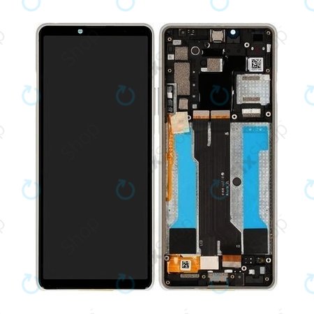 Sony Xperia 10 III - LCD zaslon + zaslon osjetljiv na dodir + okvir (bijeli) - A5034093A Originalni servisni paket