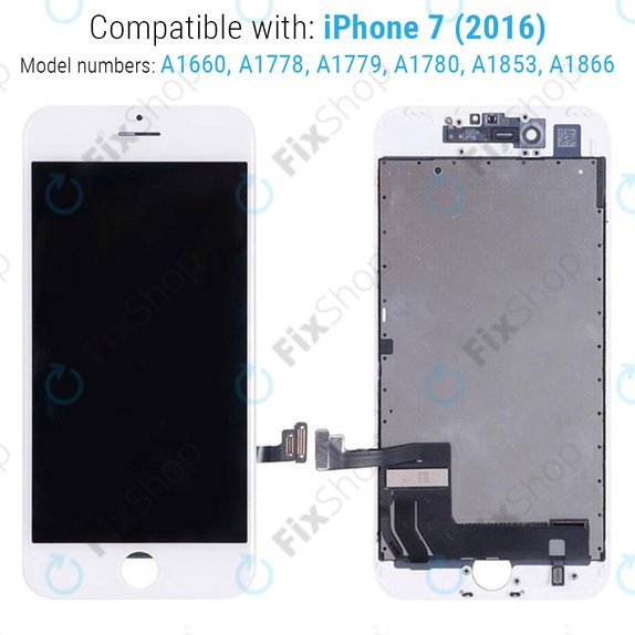 Zaslon za iPhone 7, White, Dodirni ekran s okvirom, Refurbished