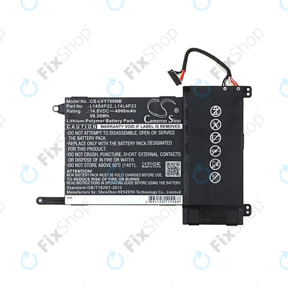 Baterija za Lenovo Eraser Y700, IdeaPad Y700, 4000mAh, Li-Pol, 14.8V, L14S4P22, HQ