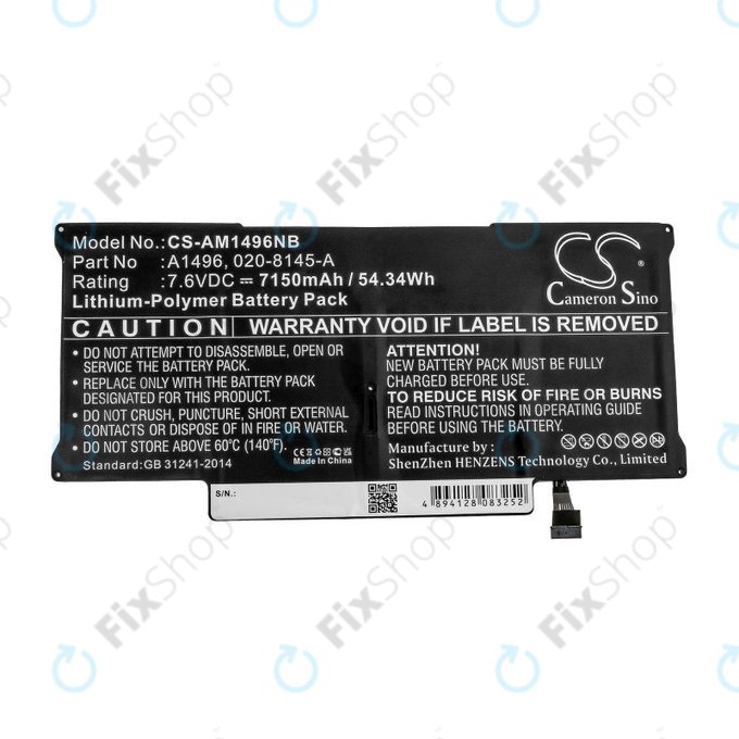 Apple MacBook Air 13" A1466 (sredina 2013. - Sredina 2017.) - Baterija A1496 7150 mAh HQ