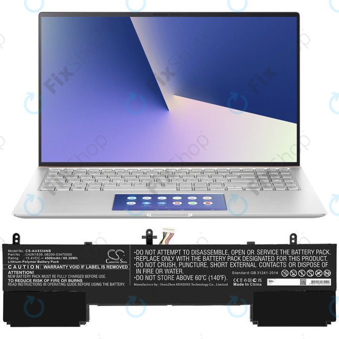 Baterija za Asus ZenBook 15 UX534FTC, Flip 15 UX563, 4500mAh, Li-Pol, 15.4V, C42N1839, HQ