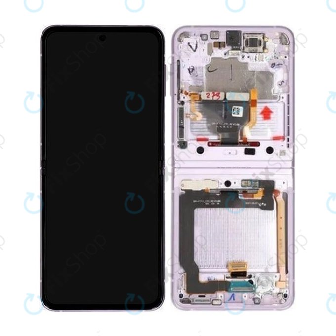 Samsung Galaxy Z Flip 3 F711B - LCD zaslon + zaslon osjetljiv na dodir + okvir (lavanda) - GH82-26273D Originalni servisni paket