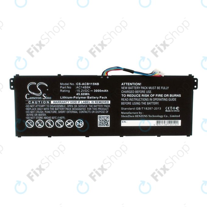 Baterija za Acer Aspire 5, 7 E5, V3, Chromebook 11, 13, 15, 3000mAh, Li-Pol, 15.2V, AC14B18K, HQ