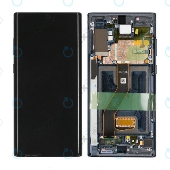 Samsung Galaxy Note 10 Plus - LCD zaslon + zaslon osjetljiv na dodir + okvir (Aura Black) - GH82-20838A, G82-20900A Originalni servisni paket
