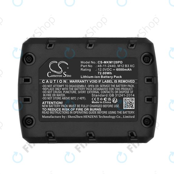 Baterija za Milwaukee M12 Redlithium XC 4.0, 6000mAh, Li-Ion, 12V, M12 B3 XC, M12 B4 XC, HQ