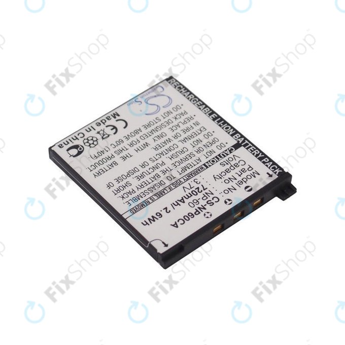 Baterija za Casio Exilim Zoom EX-Z19, EX-Z85, EX-Z9, 720mAh, Li-Ion, 3.7V, NP-60, HQ