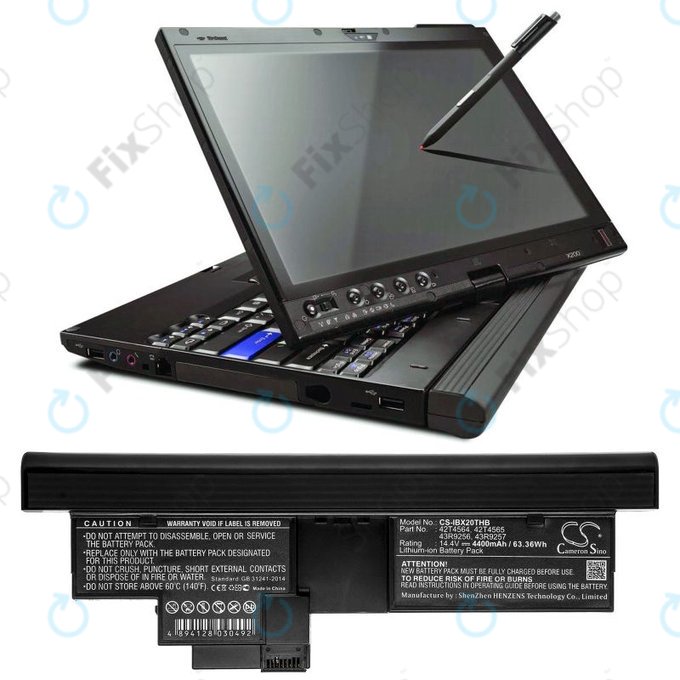 Baterija za Lenovo Thinkpad X200, X200s, 4400mAh, Li-Ion, 14.4V, 42T4564, HQ