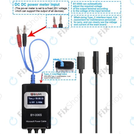 BY-006S - Multifunkcijski kabel za napajanje za Microsoft Surface Book, Go, Laptop, Pro, RT