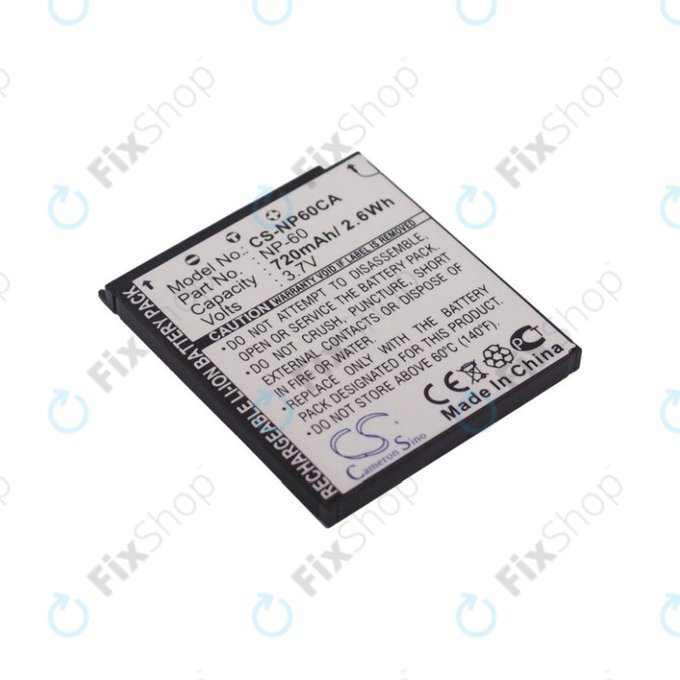 Baterija za Casio Exilim Zoom EX-Z19, EX-Z85, EX-Z9, 720mAh, Li-Ion, 3.7V, NP-60, HQ
