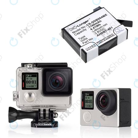 Baterija za GoPro Hero 4, 1160mAh, Li-Ion, 3.8V, AHDBT-401, HQ