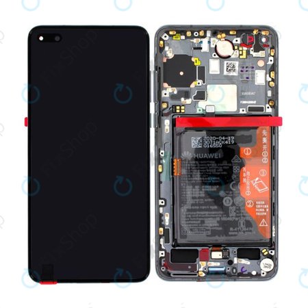 Huawei P40 - LCD zaslon + zaslon osjetljiv na dodir + okvir + baterija + senzor otiska prsta (crni) - 02353MFA