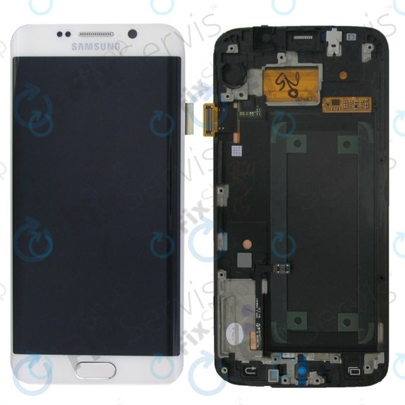 Samsung Galaxy S6 Edge G925F - LCD zaslon + zaslon osjetljiv na dodir + okvir (White Pearl) - GH97-17162B, GH97-17317B, GH97-17334B Originalni servisni paket