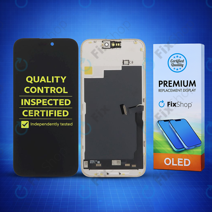 Zaslon Soft OLED za iPhone 15 Pro Max - Dodirno staklo + Okvir, DIAGNOSTIC