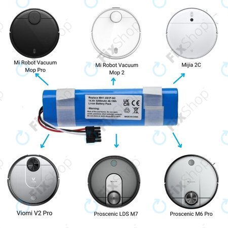 Xiaomi Mi Robot Vacuum Mop Pro (P), 2 (Mijia 2C), Viomi V2 Pro, Proscenic LDS M7 - Baterija STYJ02YM, MH1-4S1P-SC Li-Ion 3400mAh
