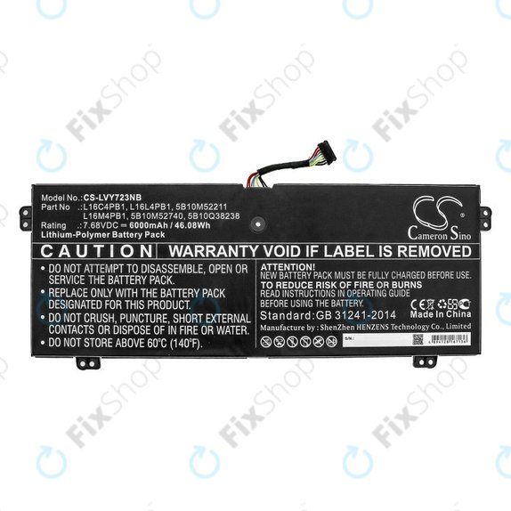 Punjač za Lenovo Yoga 720-13, 730-13, 6000mAh, Li-Pol, 7.68V, L16L4PB1, HQ