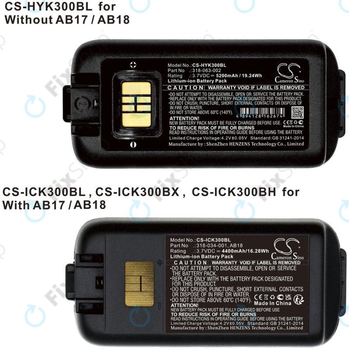 Baterija za Intermec CK3, CK3A, CK3X, CK3R, CK3C, CK3C1, CK3N, 5200mAh, Li-Ion, 3.7V, 318-034-001, HQ
