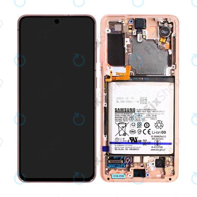 Samsung Galaxy S21 G991B - LCD zaslon + zaslon osjetljiv na dodir + okvir + baterija (Phantom Pink) - GH82-24716D, GH82-24718D Originalni servisni paket