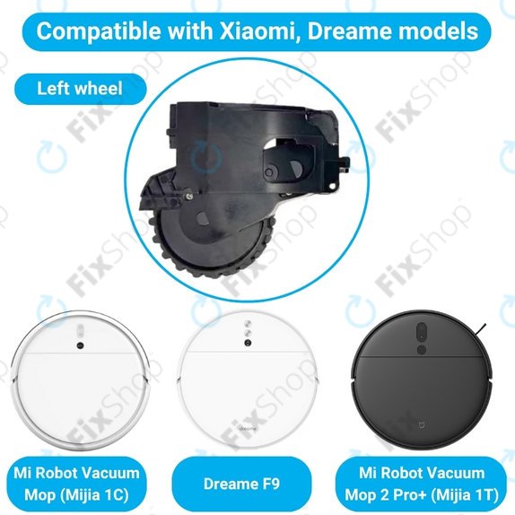 Xiaomi Dreame F9, Mi Robot Vacuum Mop (Mijia 1C), 2 Pro+ (Mijia 1T) - Kotač s motorom (lijevo) (Crna)