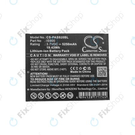 Baterija za Pax A920, A920c, 5250mAh, Li-Ion, 3.7V, IS900, HQ