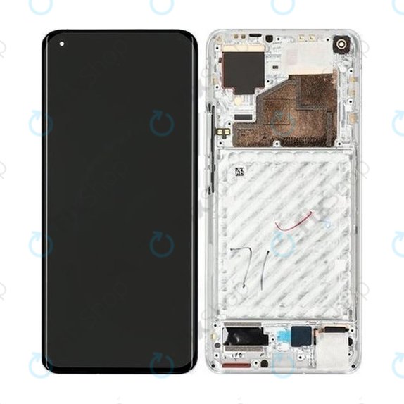 Xiaomi Mi 11, Mi 11 Pro - LCD zaslon + staklo osjetljivo na dodir + okvir (Cloud White) - 56000700K200 Originalni servisni paket
