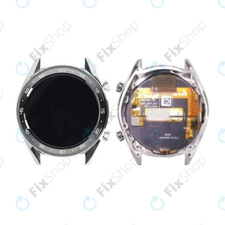 Huawei Watch GT Sport Fortuna B19S - LCD zaslon + zaslon osjetljiv na dodir + okvir (srebrni) - 02352GXS