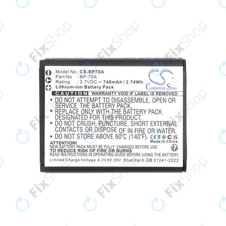 Baterija za Samsung ES, ST, 740mAh, Li-Ion, 3.7V, BP-70A, HQ