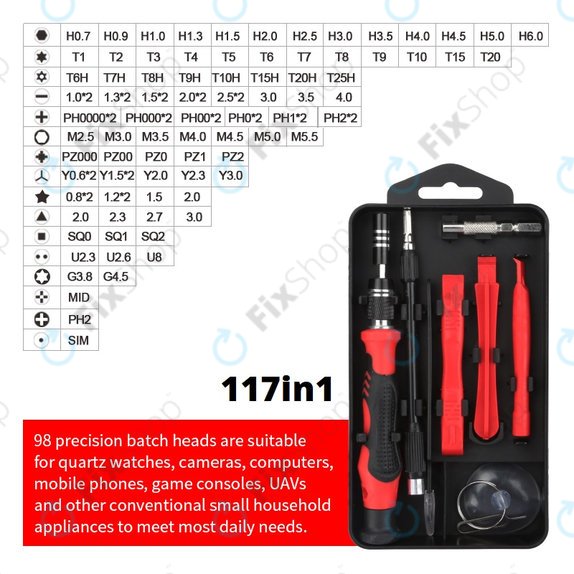 Kingsdun - Profesionalni set odvijača za iPhone 117u1 (crveno izdanje)