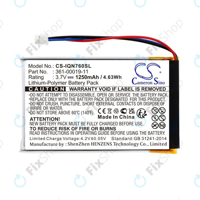 Baterija za Garmin Nüvi 700, 710, 760, 765, Nuvi 3590, 1250mAh, Li-Pol, 3.7V, 361-00019-11, HQ