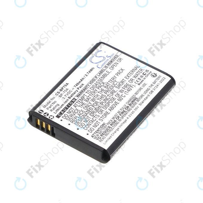Baterija za Samsung ES, ST, 740mAh, Li-Ion, 3.7V, BP-70A, HQ