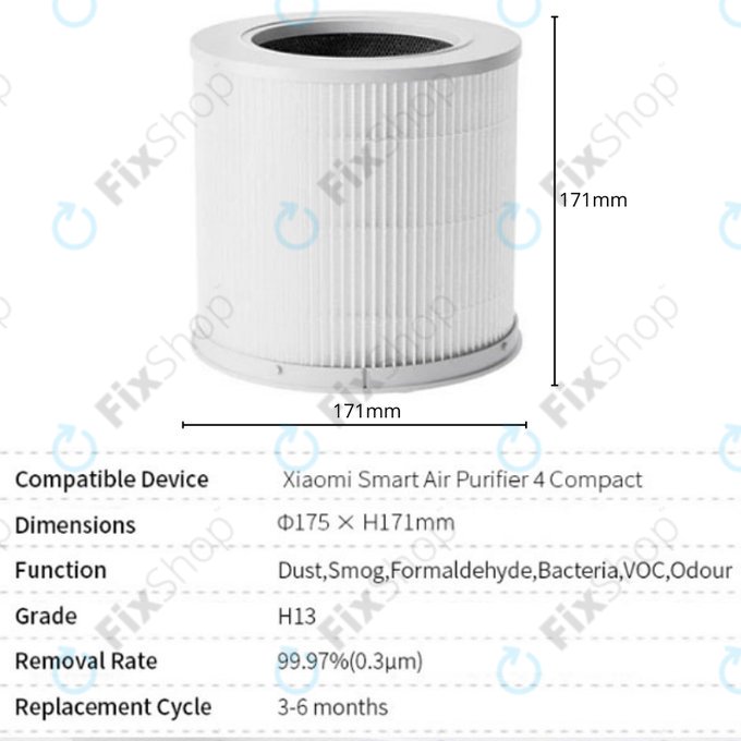 Xiaomi Smart Air Purifier 4 Compact - HEPA filter (Aktivni ugljen) (White)