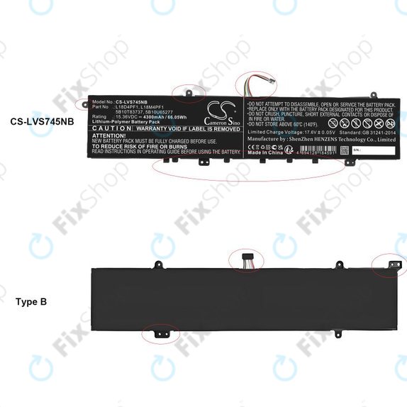 Baterija za Lenovo Yoga, 4300mAh, Li-Pol, 15.36V, L18D4PF1, HQ