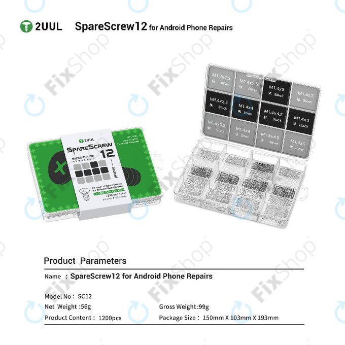 Set Phillips vijaka za Android servise, 2UUL SC12, 1200kom/pak