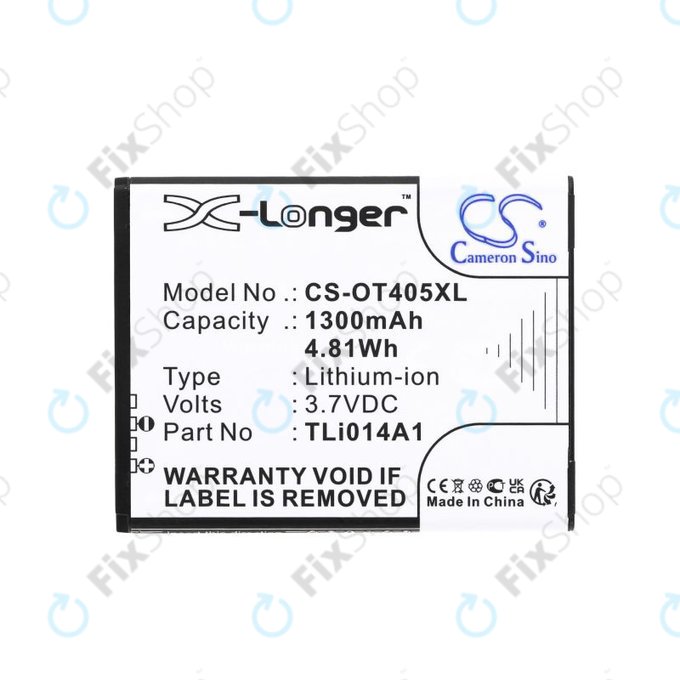 Baterija za Alcatel OneTouch Evolve, 1300mAh, Li-Ion, 3.7V, TLi014A1, HQ