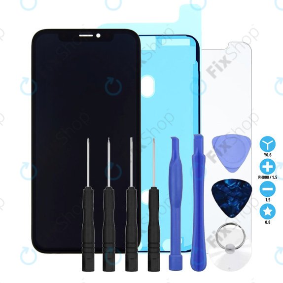 Apple iPhone X - LCD zaslon + zaslon osjetljiv na dodir + okvir TFT + Ljepilo za LCD + Kaljeno staklo + Set alata - Multipack