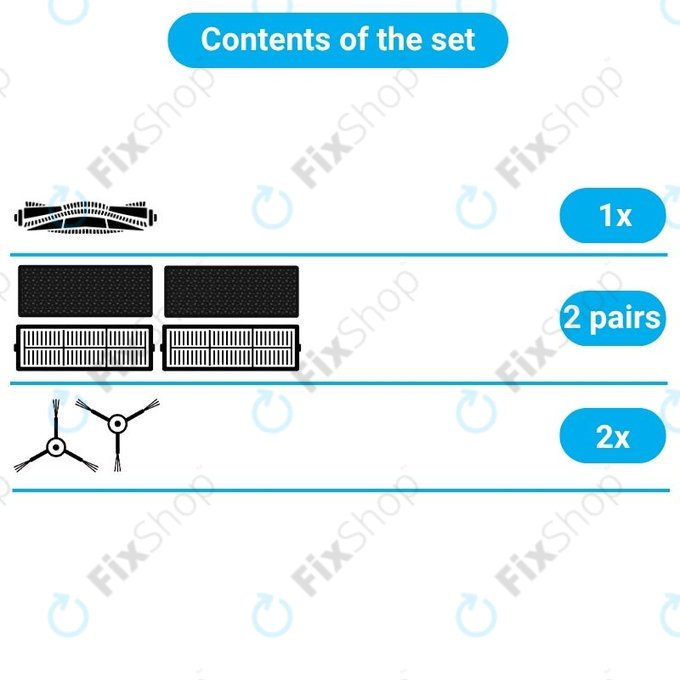 Set rezervnih dijelova za Xiaomi Viomi S9, Proscenic M7 Pro, M7 Max, M8 Pro (1x Glavna četka, 2x Filter, 2x Bočna četka)