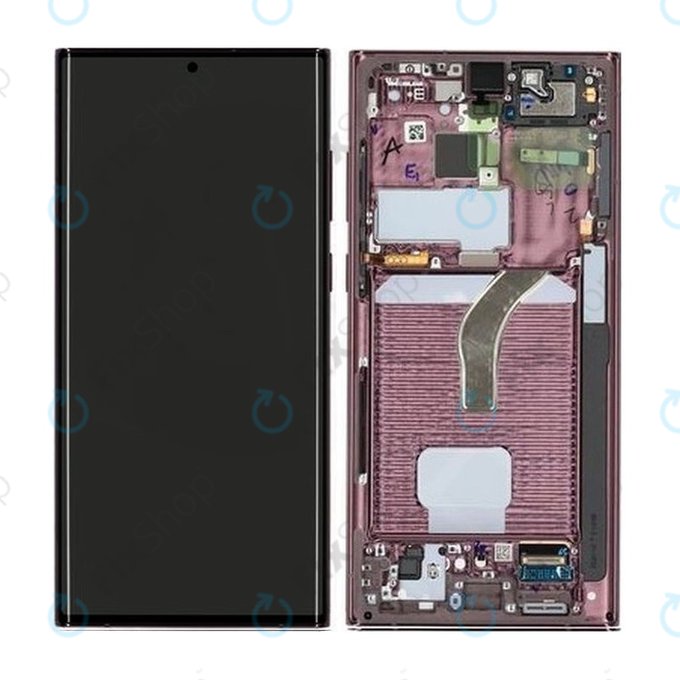 Samsung Galaxy S22 Ultra S908B - LCD zaslon + zaslon osjetljiv na dodir + okvir (bordo) - GH82-27488B, GH82-27489B Originalni servisni paket