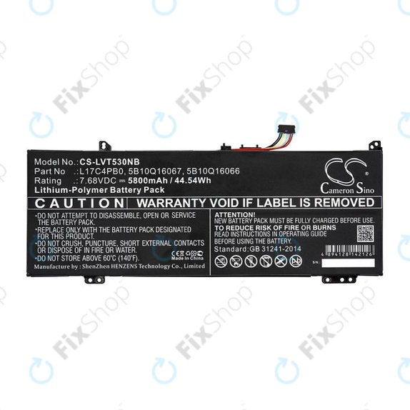 Baterija za Lenovo Air 14, Flex 6, Ideapad 530, Yoga 530, 5800mAh, Li-Pol, 7.68V, L17C4PB0, HQ