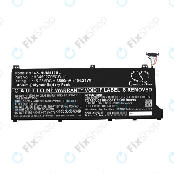 Baterija za Honor MagicBook 14, Huawei MateBook D14, MediaPad D14, MagicBook 14, 3550mAh, Li-Pol, 15.28V, HB4692Z9ECW-41, HQ